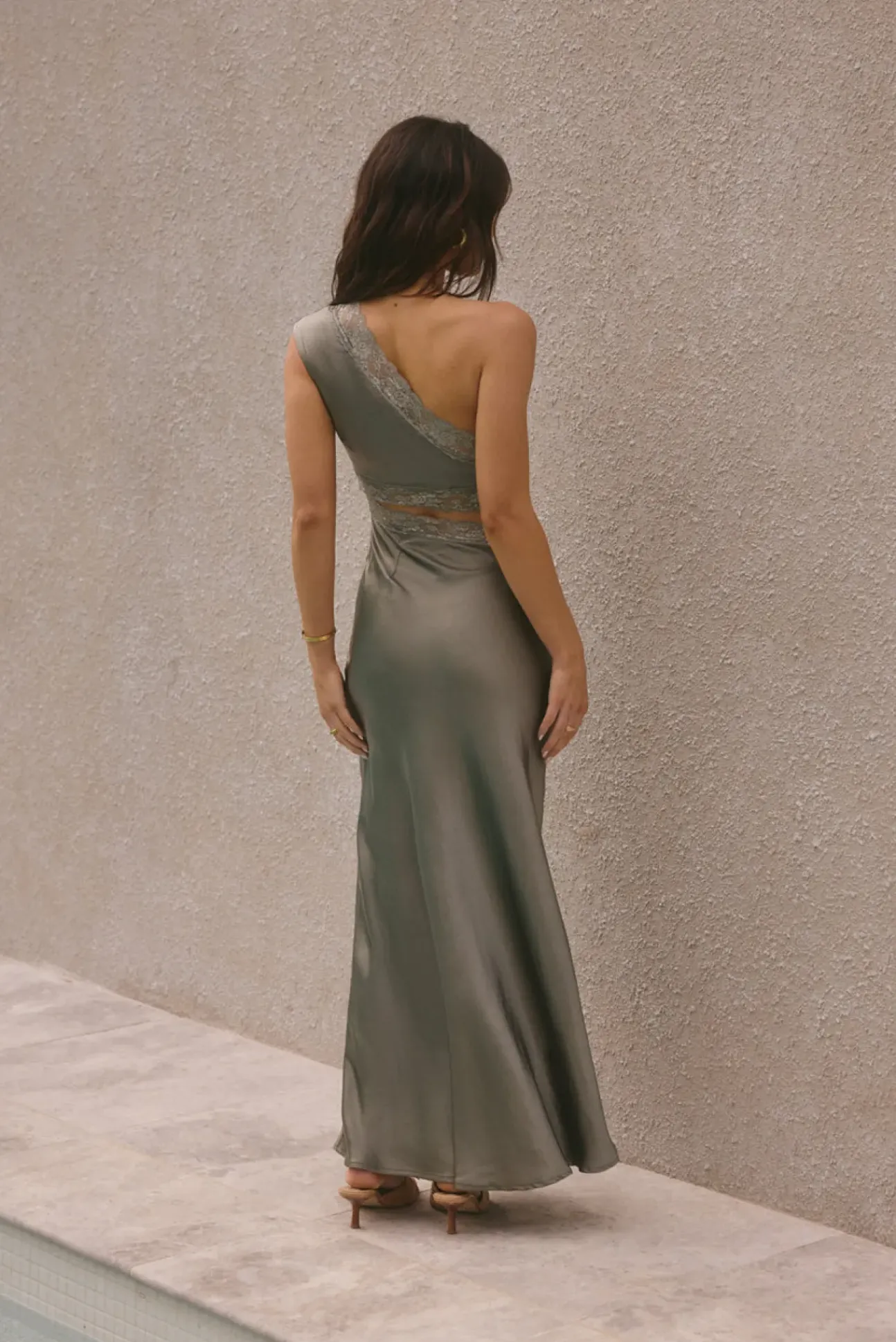 Limitless Love Satin Maxi Dress Khaki