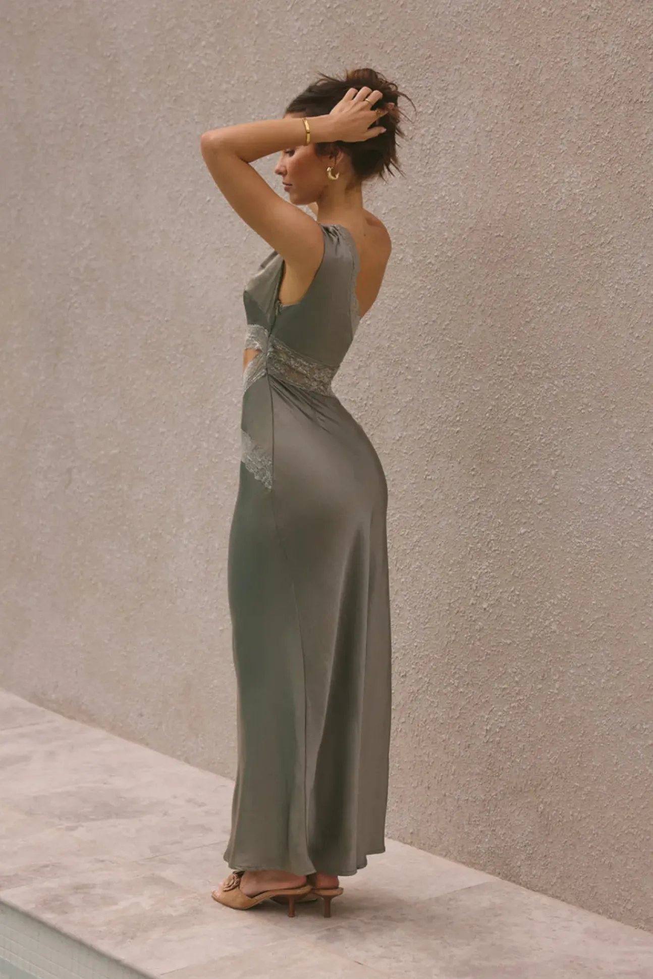 Limitless Love Satin Maxi Dress Khaki