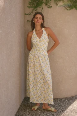 Limoncello Halter Maxi Dress Yellow