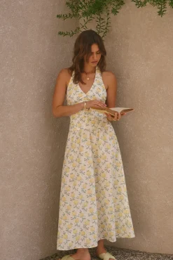 Limoncello Halter Maxi Dress Yellow