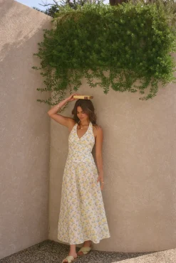 Limoncello Halter Maxi Dress Yellow