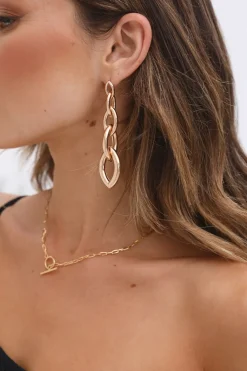 Linked To You Earrings Gold