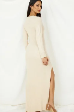 LIONESS Opulence Maxi Dress Beige