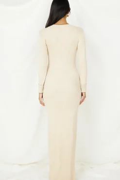 LIONESS Opulence Maxi Dress Beige