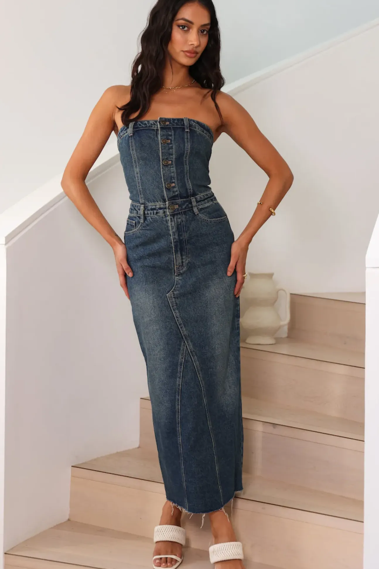 LIONESS Vista Denim Dress Denim Blue