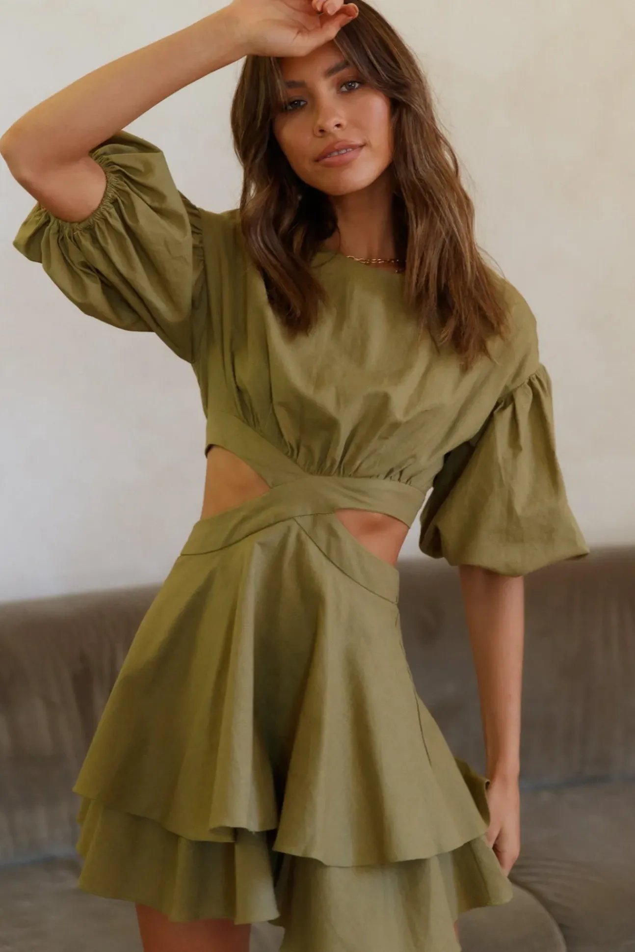 Little By Little Dress Olive