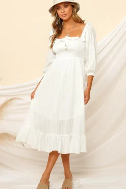 Loved By The Moon Midi Dress White