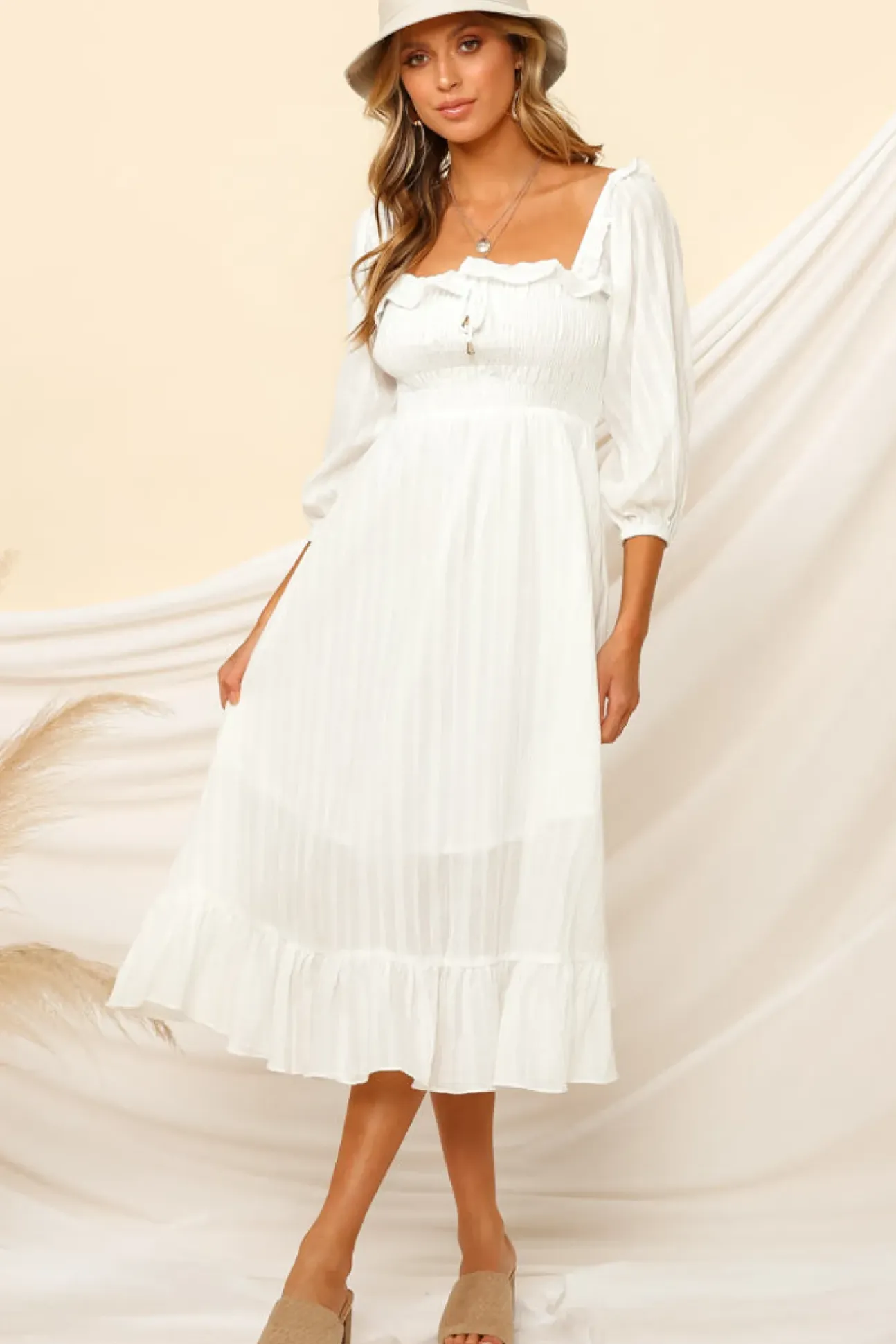 Loved By The Moon Midi Dress White