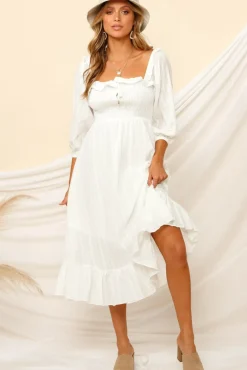 Loved By The Moon Midi Dress White
