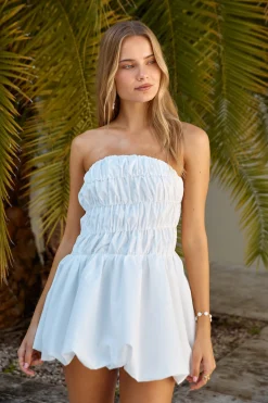 Lovely Girl Bubble Hem Mini Dress White
