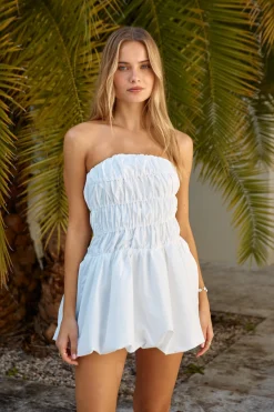 Lovely Girl Bubble Hem Mini Dress White