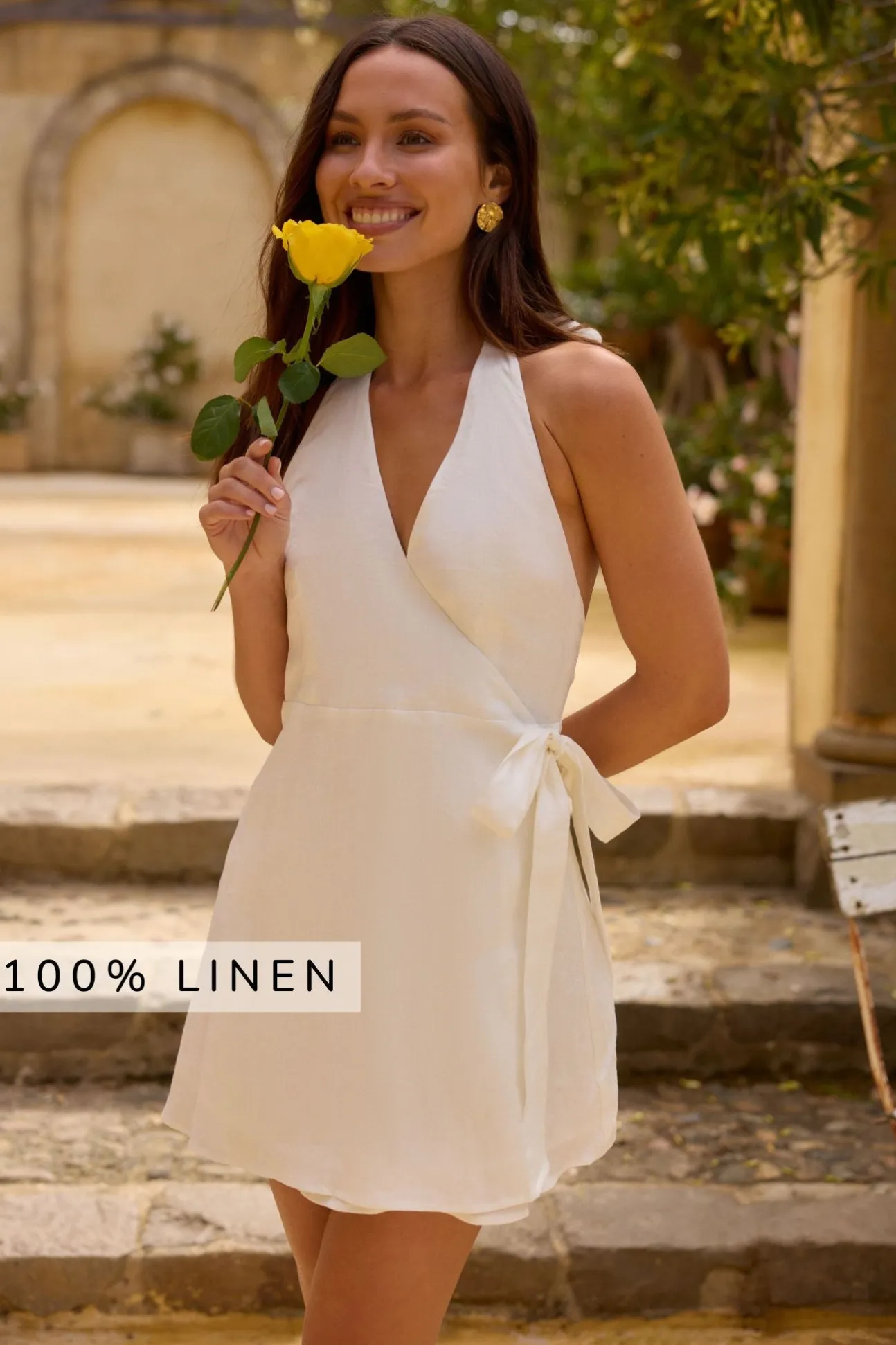 Lucia 100% Linen Mini Dress White