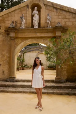Lucia 100% Linen Mini Dress White