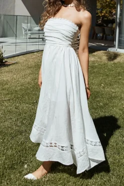 Lucia Strapless Midi Dress White