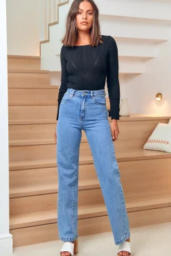 Lucky Roll Knit Top Black