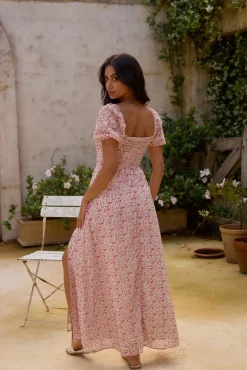 Luminous Dreams Floral Maxi Dress Pink