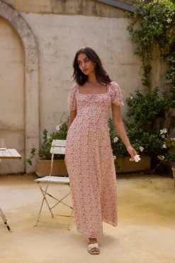 Luminous Dreams Floral Maxi Dress Pink