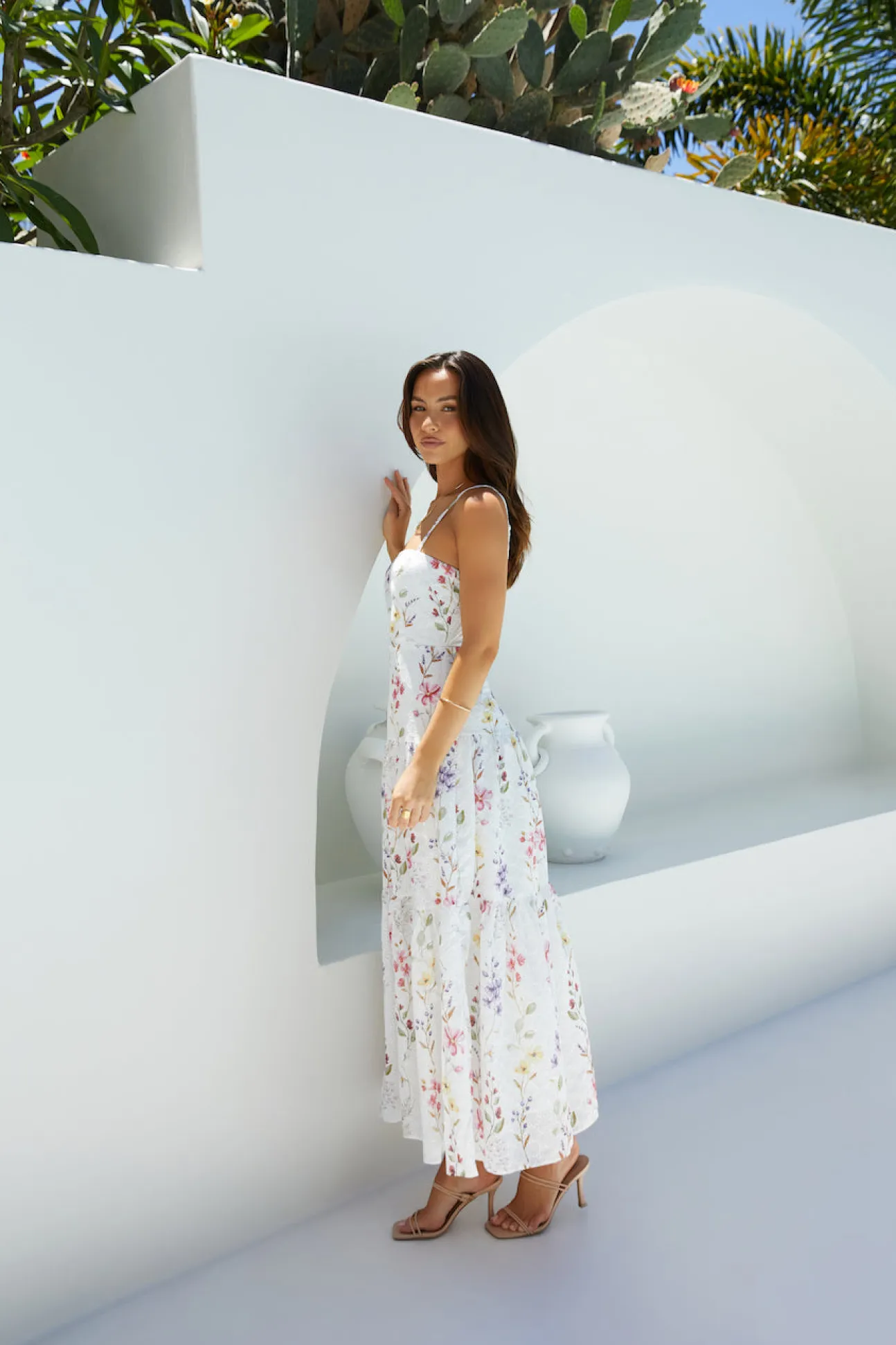 Luminous Field Floral Maxi Dress White
