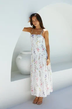 Luminous Field Floral Maxi Dress White