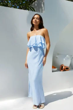 Luna Cascade Strapless Maxi Dress