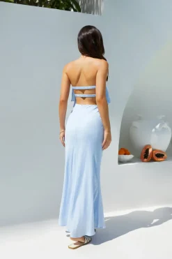 Luna Cascade Strapless Maxi Dress