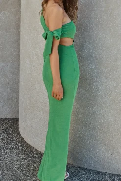 Luscious Fields One Shoulder Maxi Dress Green