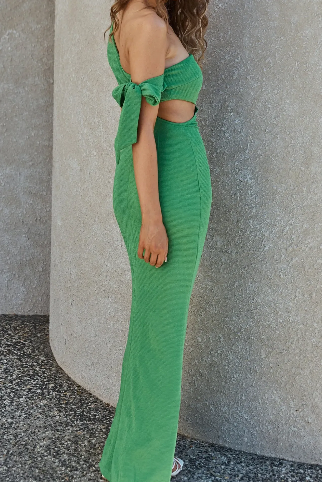 Luscious Fields One Shoulder Maxi Dress Green