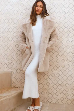 Luxe Life Faux Fur Jacket Beige