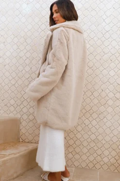 Luxe Life Faux Fur Jacket Beige