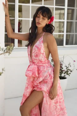 Magic Meadow Halter Maxi Dress Pink