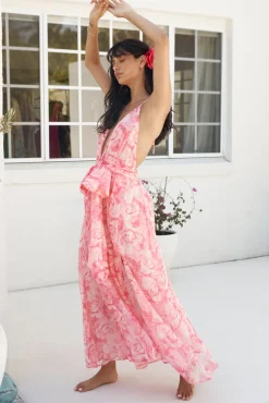Magic Meadow Halter Maxi Dress Pink