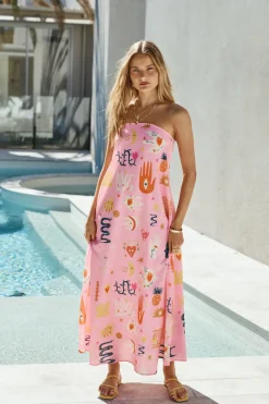 Magic Tricks Strapless Maxi Dress Pink