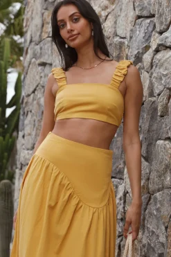 Mango Trees Crop Top Mustard