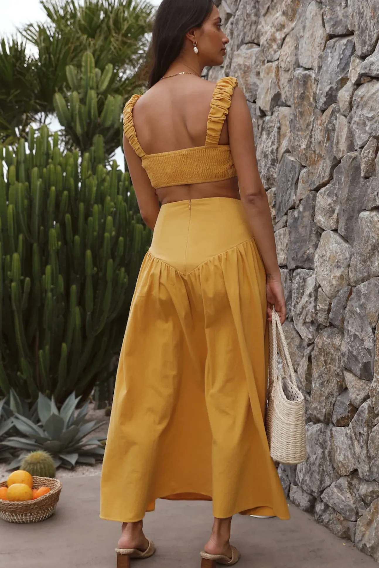 Mango Trees Crop Top Mustard