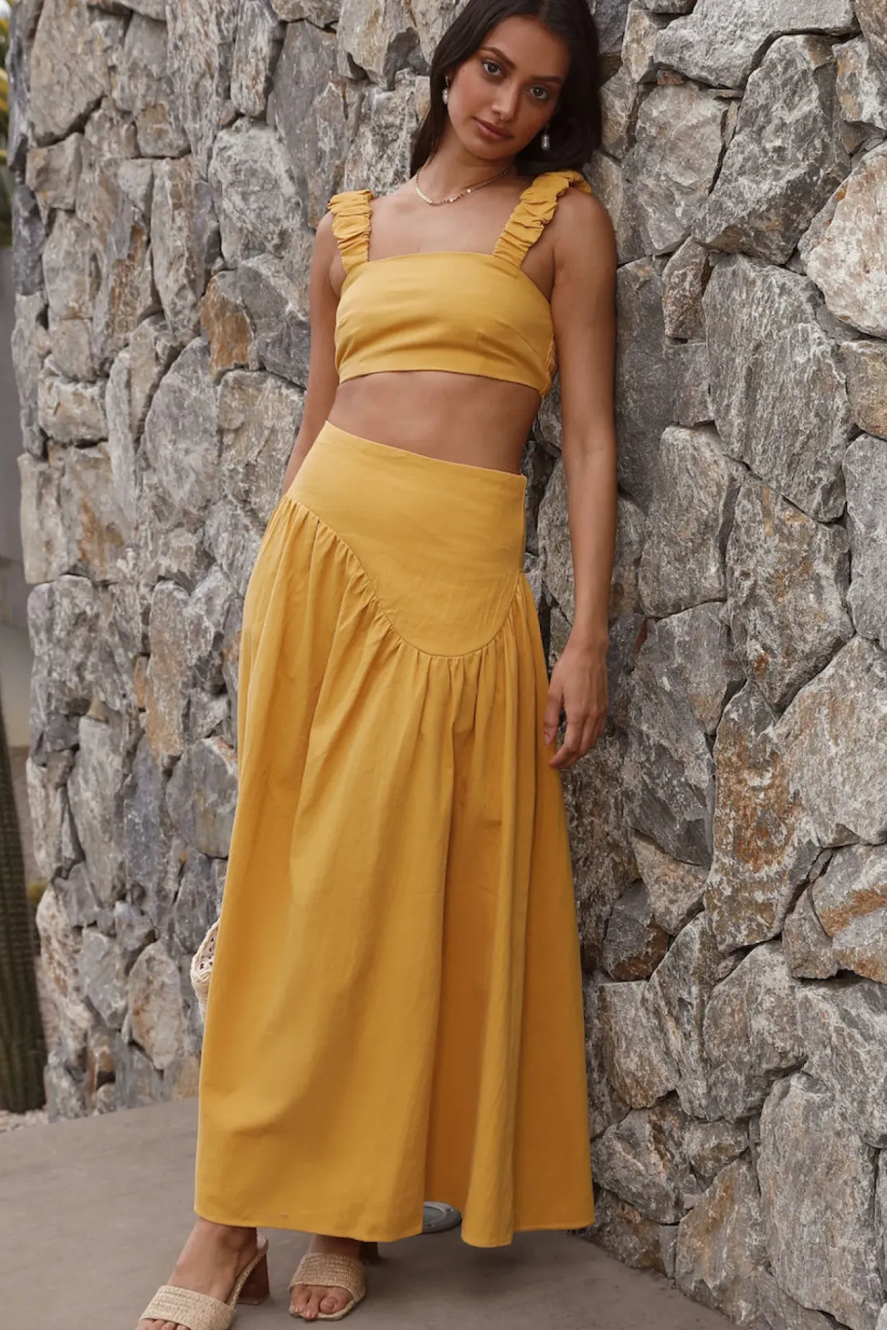 Mango Trees Maxi Skirt Mustard