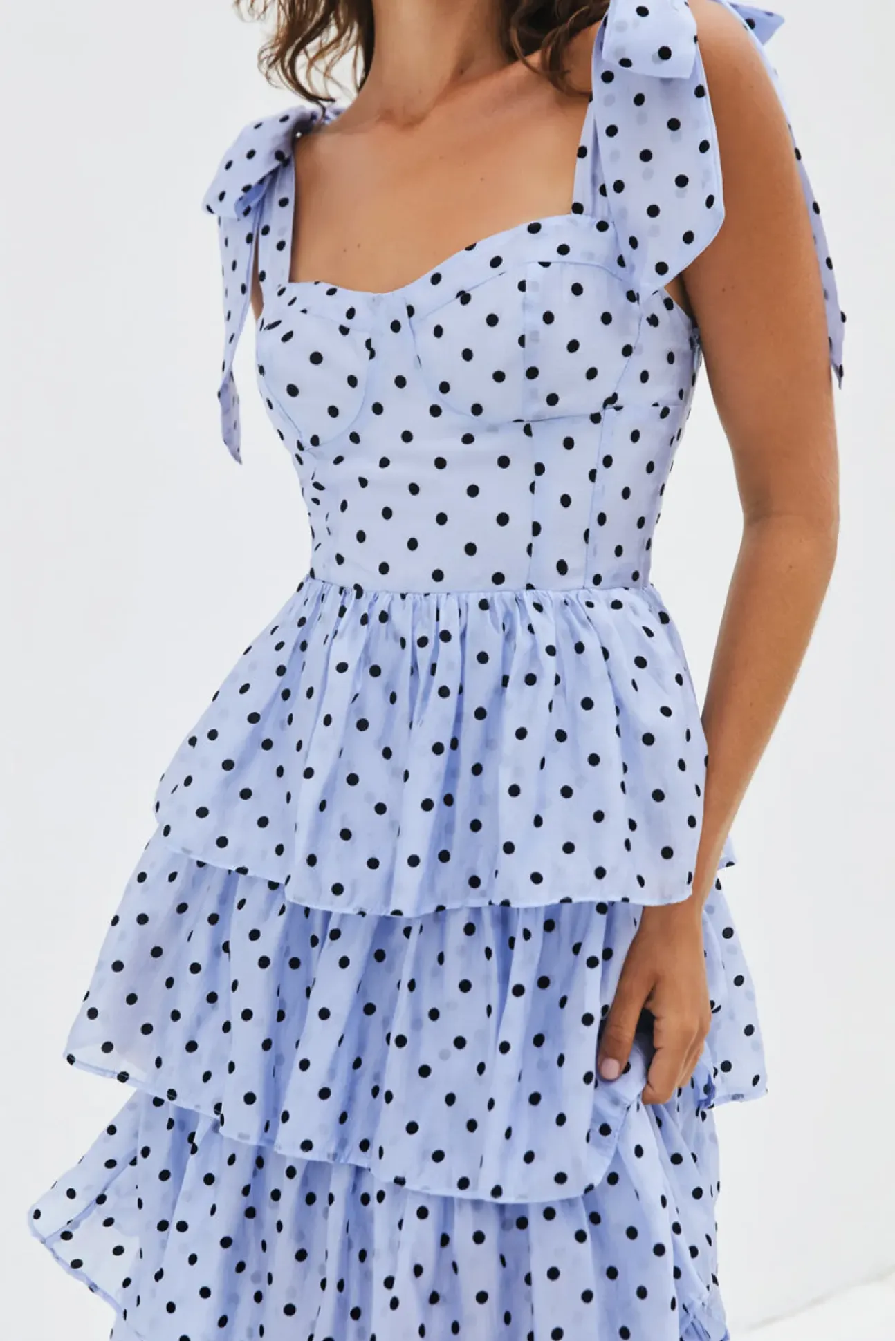 Mediterranean Muse Tiered Midi Dress Blue