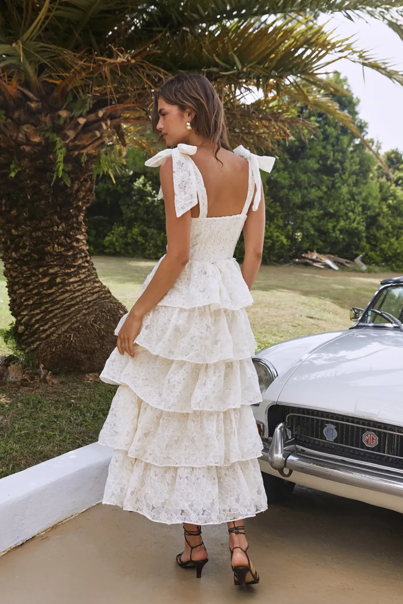 Mediterranean Muse Tiered Midi Dress Ivory