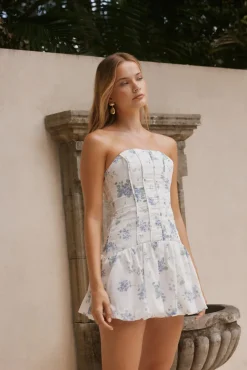 Michaella Bubble Hem Mini Dress Blue
