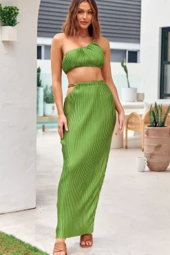Midnight Attraction Maxi Skirt Green