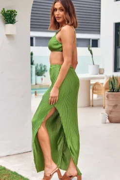 Midnight Attraction Maxi Skirt Green