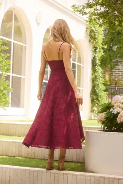 Midnight Drinks Midi Dress Maroon