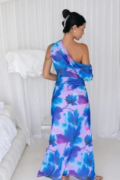 Midnight Palette Off Shoulder Maxi Dress Blue
