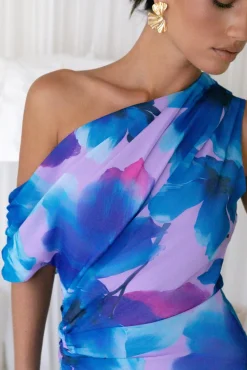 Midnight Palette Off Shoulder Maxi Dress Blue