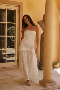 Midnight Radiance Dress Strapless Dress Cream