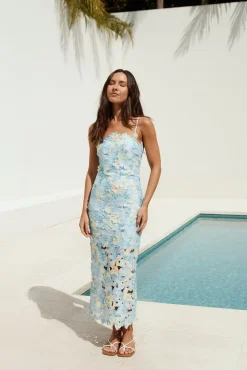 Molly Lynette Floral Maxi Dress Blue