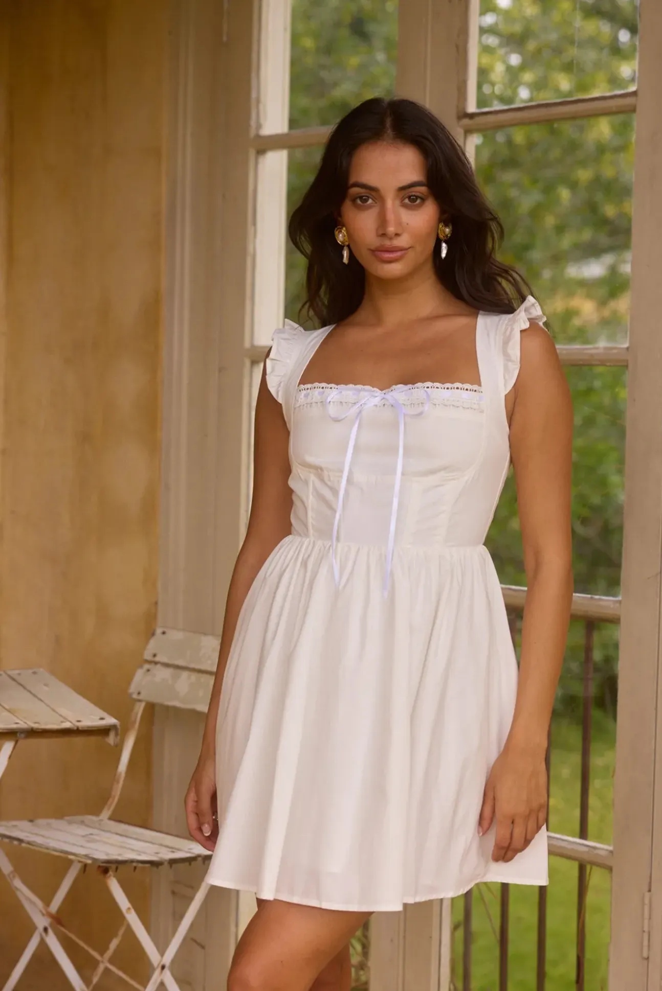 Moonflower Melodies Mini Dress White