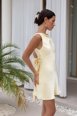 Moonlit Muse Satin Mini Dress Yellow