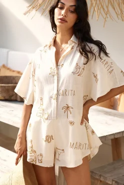 Muy Caliente Romper Beige