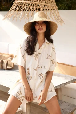 Muy Caliente Romper Beige