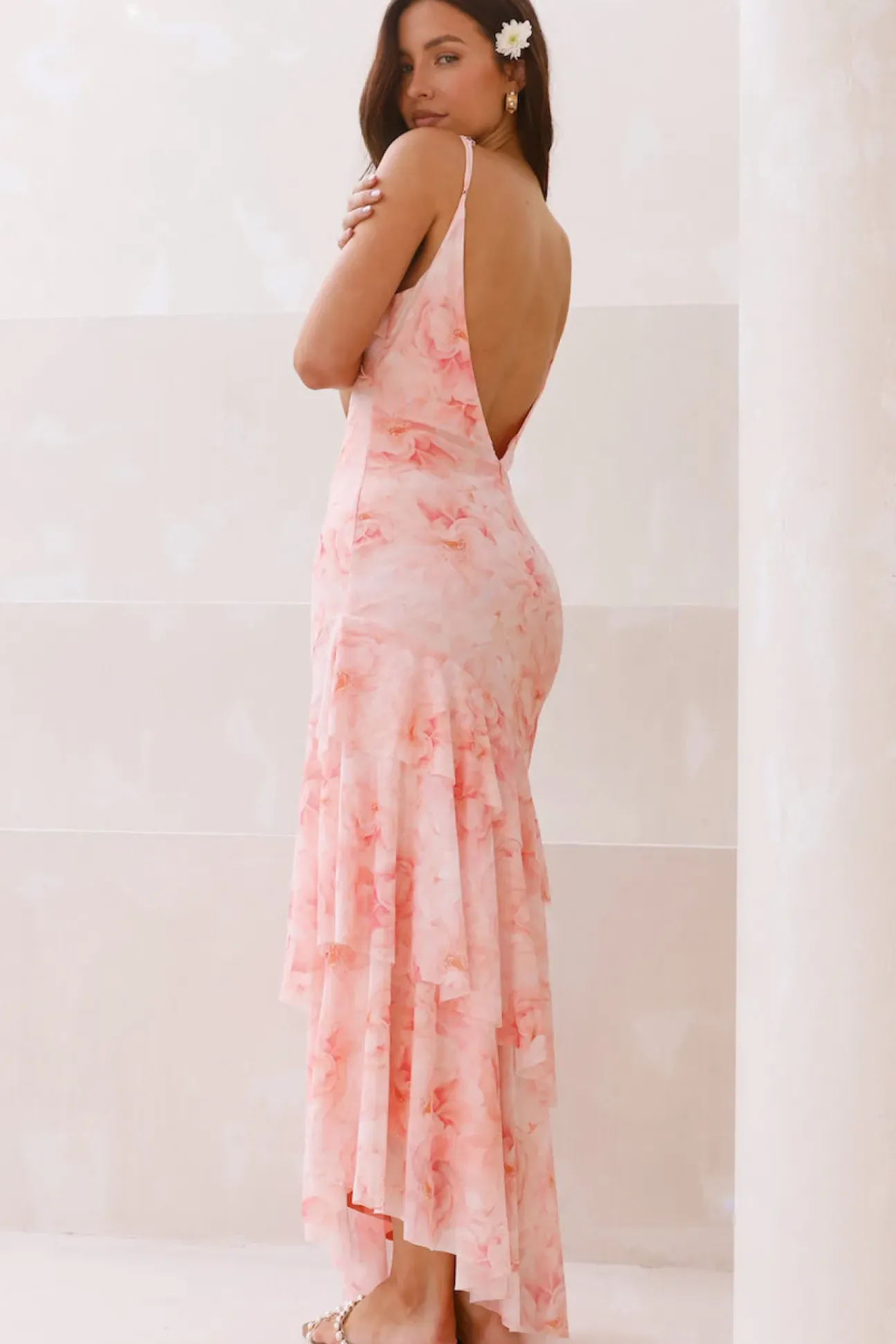 Myka Mesh Maxi Dress Pink